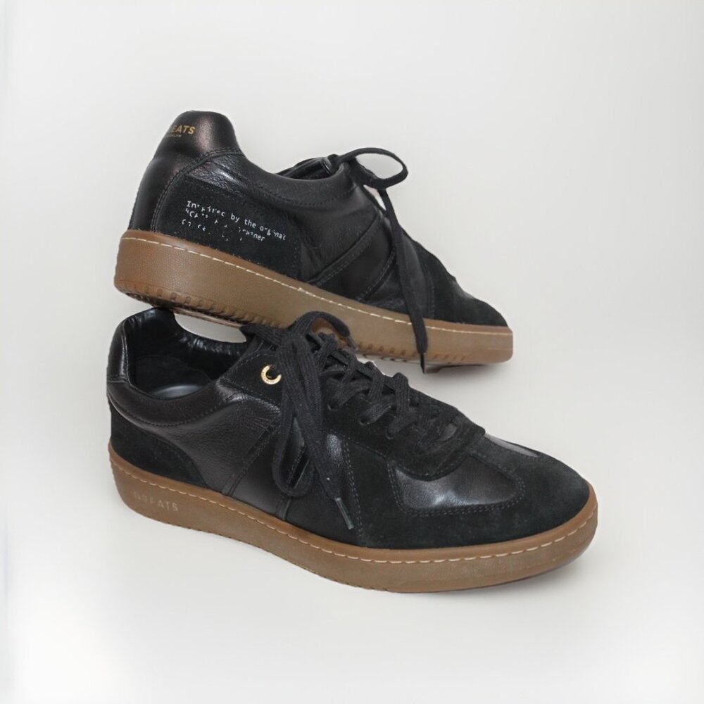 GREATS Brooklyn Women's Leather Low Sneakers Gum Bottom Size 9 Black Nero Italy